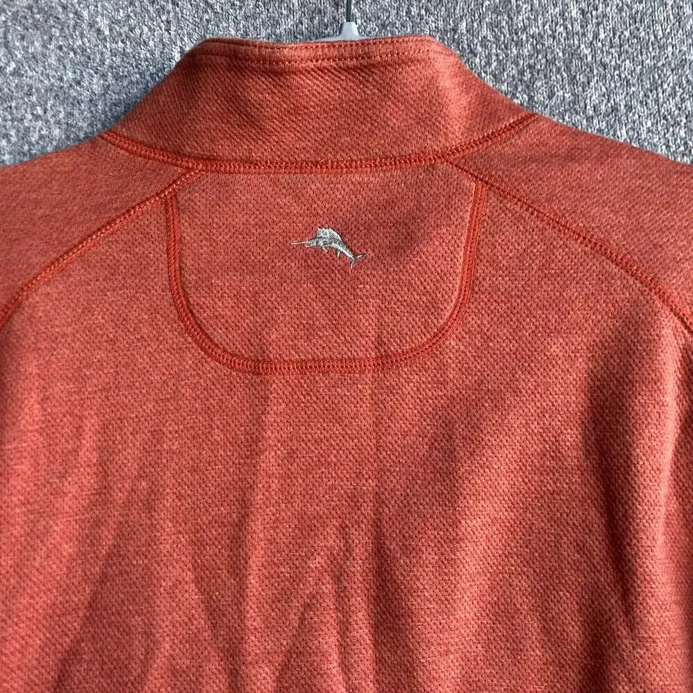 Tommy Bahama Men's Size Medium Orange Long Sleeve 1/4 Zip Pullover Sweater